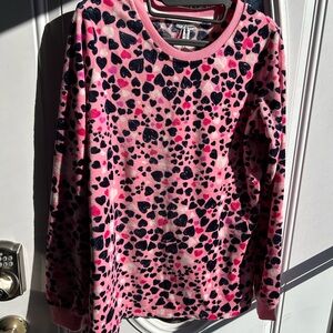 Vera Bradley Pink and Black Heart Velour Sweatshirt, medium